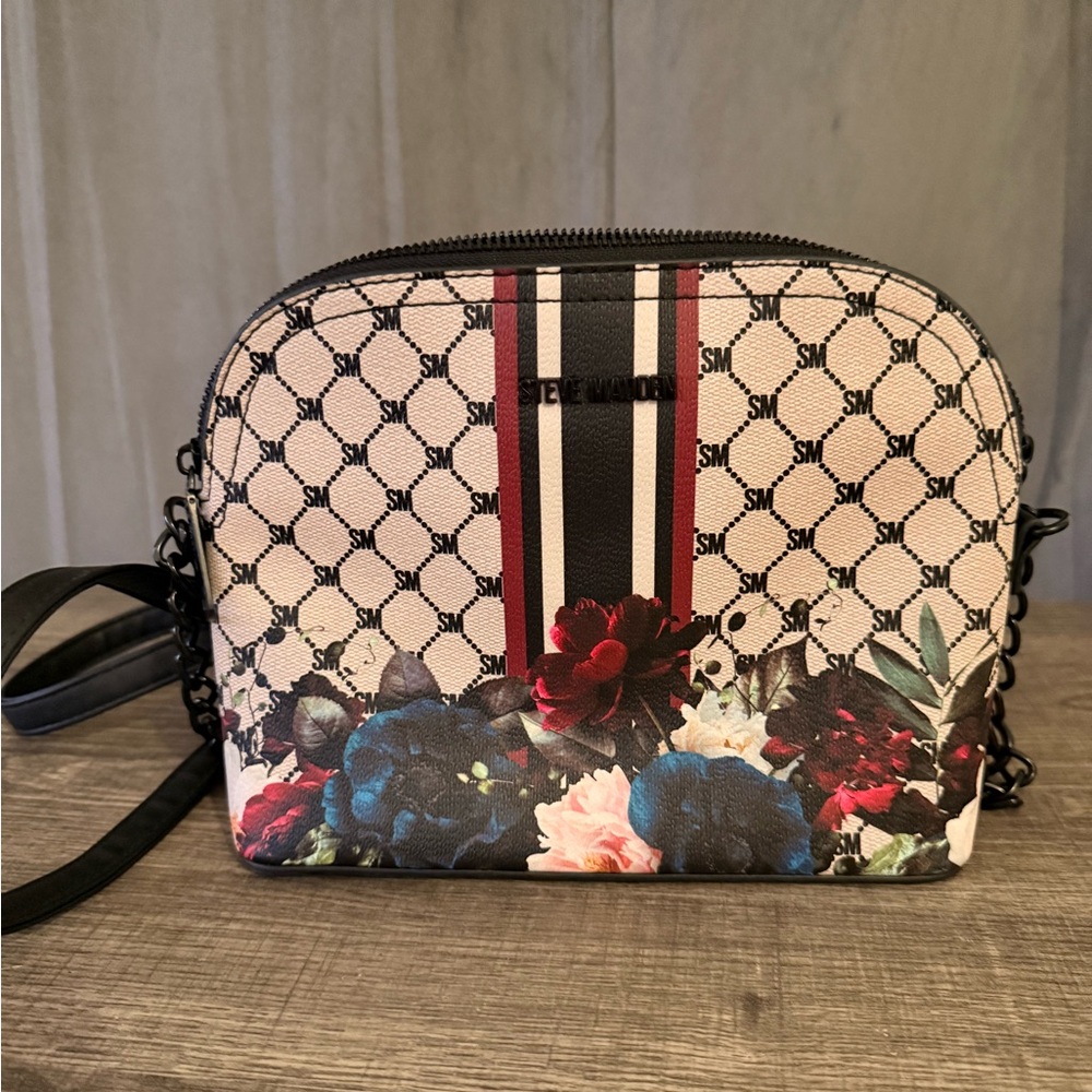 Steve Madden Patterned Crossbody Bag - Black, Cream, and Red